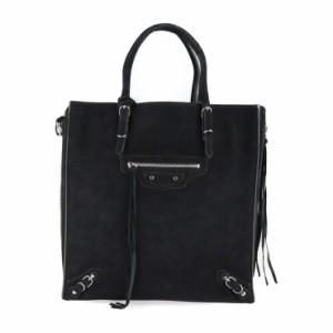 美品 BALENCIAGA バレンシアガ ペーパー A5 357330 トートバッグ スウェード ブラック ハンドバッグ スエード【本物保証】