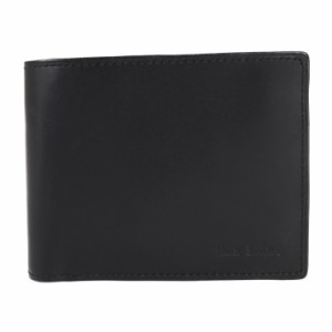 超美品 Paul Smith ポールスミス INSIDE MULTI EMBOSS WALLET インサイド マルチ エンボス P074 二つ折り財布 カーフレザー ブラック コ