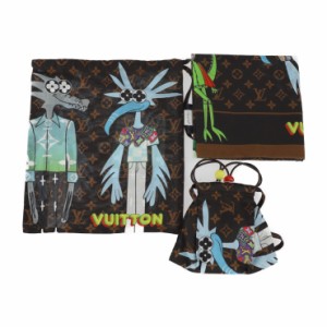 超美品 LOUIS VUITTON ルイ ヴィトン セット マスク バンダナ LVフレンズ ヴァージルアブロー アニマル モノグラム MP2954 スカーフ コッ