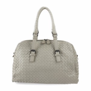 美品 BOTTEGAVENETA ボッテガヴェネタ プリュッセ イントレチャート 283363 ハンドバッグ レザー ライトグレー系 ミニボストンバッグ【本