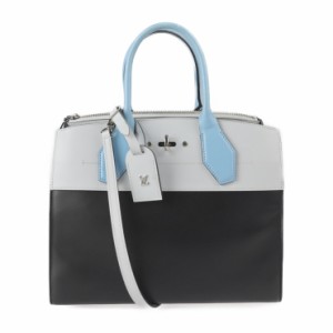 LOUIS VUITTON ルイ ヴィトン シティスティーマーMM M42435 ハンドバッグ レザー ブラック グレー ブルー 2WAY ショルダーバッグ トート