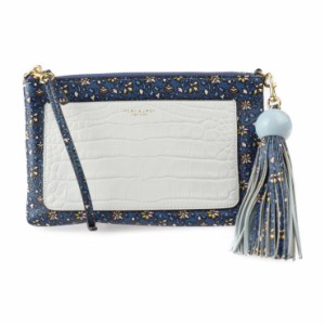 超美品 Tory Burch トリーバーチ カラーブロック タッセル クロスボディ ショルダーバッグ レザー BLUE WILD PANSY ブルー系マルチカラー