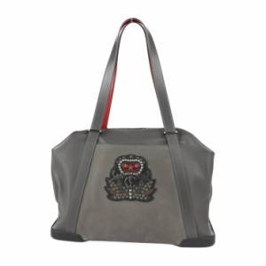 美品 Christian Louboutin クリスチャンルブタン BAGDAMON バッグデーモン 1175020 ハンドバッグ レザー ヌバック グレー ボストンバッグ