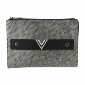 美品 LOUIS VUITTON ルイ ヴィトン ポシェット プラット エピ M62092 セカンドバッグ エピレザー シルバー系 L字ファスナー クラッチバッ