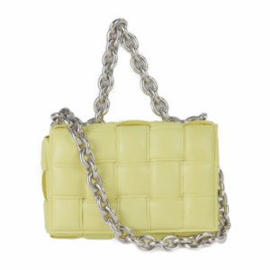 新古未使用展示品 BOTTEGAVENETA ボッテガヴェネタ チェーン カセット 631421 ショルダーバッグ ラムスキン イエロー イントレチャート【