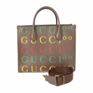 超美品 GUCCI グッチ 100周年記念 680956 トートバッグ レザー ブラウン 2WAY ハンドバッグ ショルダーバッグ【本物保証】