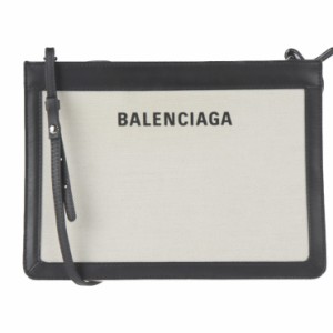 美品 BALENCIAGA バレンシアガ ネイビーポシェット 339937 ショルダーバッグ キャンバス レザー ナチュラル 2WAY セカンドバッグ【本物保