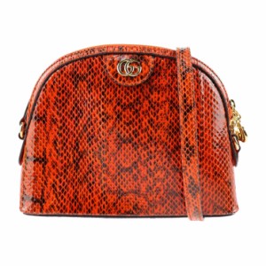 超美品 GUCCI グッチ GGマーモント 499621 ショルダーバッグ パイソン レッド系 ダブルG クロスボディ【本物保証】