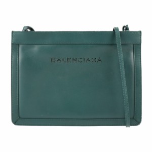 美品 BALENCIAGA バレンシアガ ネイビーポシェット 339937 ショルダーバッグ レザー グリーン 2WAY セカンドバッグ パンチング【本物保証