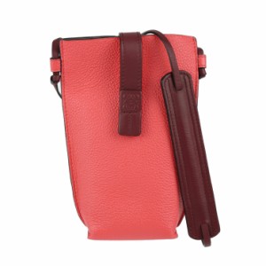 超美品 LOEWE ロエベ ポケット ショルダー 124.12.Z45 ショルダーバッグ カーフスキン レザー POPPY PINK ピンク系 フォンケース ポシェ