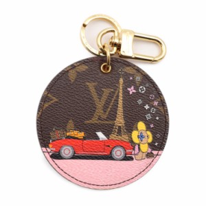 美品 LOUIS VUITTON ルイ ヴィトン ポルトクレ イリュストレ モノグラム M68651 キーホルダー PVC レザー ブラウン キーリング バッグチ