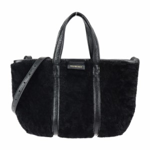 BALENCIAGA バレンシアガ バルベス スモール 671404 ハンドバッグ ムートン レザー ブラック 2WAY ショルダーバッグ【本物保証】