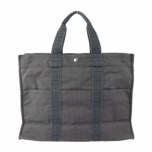 美品 HERMES エルメス トートGM エールライン トートバッグ キャンバス グレー ハンドバッグ【本物保証】