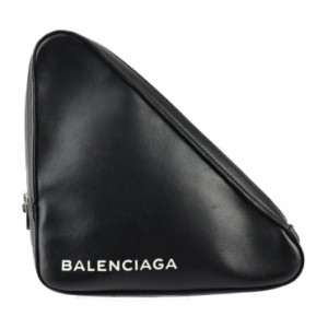 美品 BALENCIAGA バレンシアガ トライアングル 476976 クラッチバッグ レザー ブラック ポーチ セカンドバッグ【本物保証】