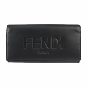 超美品 FENDI フェンディ コンチネンタル ウォレット 7M0264 長財布 カーフレザー ブラック 長財布 ロゴ【本物保証】