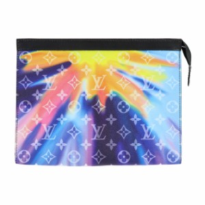 美品 LOUIS VUITTON ルイ ヴィトン ポシェット ヴォワヤージュ MM モノグラム サンセット M45941 セカンドバッグ PVC レザー ブルー系 マ