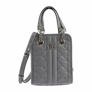 超美品 GUCCI グッチ GGマーモント 696123 ハンドバッグ レザー グレー 2WAY ショルダーバッグ キルティング【本物保証】