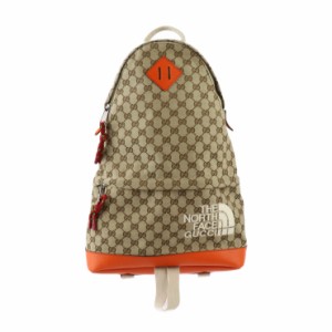 超美品 GUCCI グッチ THE NORTH FACE コラボ 650288 リュック・デイパック GGキャンバス レザー ベージュ バックパック【本物保証】