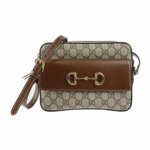 新品未使用展示品 GUCCI グッチ 1955 スモール ホースビット GGスプリーム 645454 ショルダーバッグ PVC レザー ブラウン【本物保証】