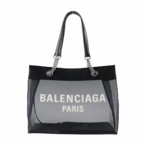 美品 BALENCIAGA バレンシアガ デューティーフリー 741602 トートバッグ メッシュ×レザー ブラック ショルダーバッグ ロゴ ポーチ付き【