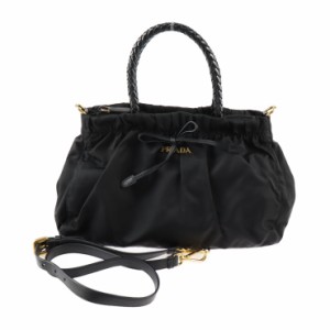 美品 PRADA プラダ バッグ BN1631 ハンドバッグ ナイロン ブラック 2WAY ショルダーバッグ リボン【本物保証】