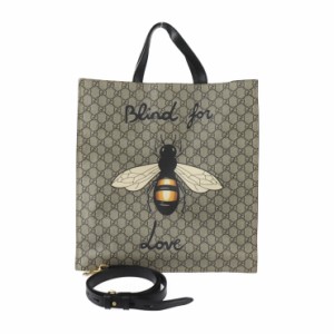 美品 GUCCI グッチ Bee Print ビープリント トートバッグ GGスプリーム 450950 トートバッグ PVC レザー ベージュ 2WAY ショルダーバッグ