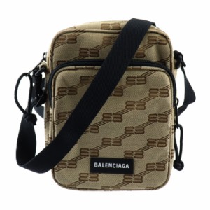 美品 BALENCIAGA バレンシアガ モノグラム 767909 ショルダーバッグ キャンバス ベージュ BB 総柄【本物保証】