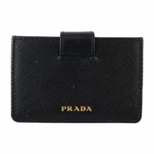 美品 PRADA プラダ サフィアーノメタル 1MC211 カードケース レザー ブラック 名刺入れ【本物保証】