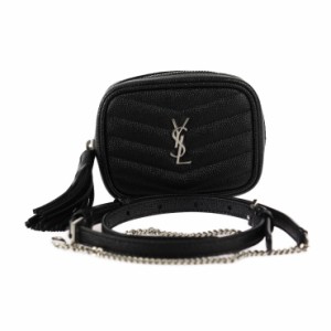 超美品 SAINT LAURENT PARIS サンローランパリ ベイビー ルー ポーチ 657495 ショルダーバッグ グレインレザー ブラック チェーン タッセ