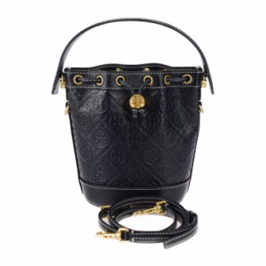 超美品 Tory Burch トリーバーチ ミニ バケットバッグ T MONOGRAM Tモノグラム 80533 ハンドバッグ レザー MIDNIGHT ネイビー系 2WAY シ