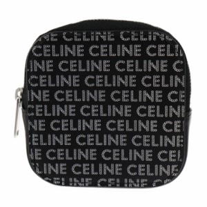 超美品 CELINE セリーヌ 小銭入れ コインケース レザー ブラック ラウンドファスナー マルチケース 小物入れ ロゴ【本物保証】