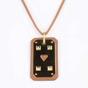 美品 HERMES エルメス アス ドゥ クール GM - ネックレス ヴォースイフト GOLD ブラウン系 ペンダント Y刻印【本物保証】