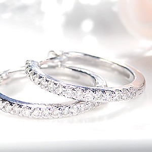 K18WG/YG/PG 「0.4ct」 ダイヤモンド フープ ピアス ジュエリー イヤリング 18金 ゴールド 4月誕生石 ダイヤモンドピアス