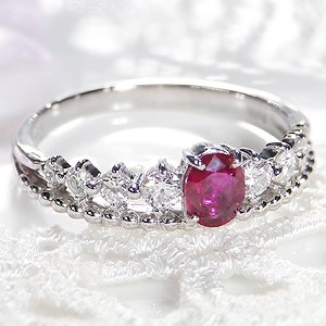 pt900 「0.45ctUP」 ルビー ダイヤモンド リング ジュエリー 指輪 プラチナ オーバル 7月誕生石 ダイヤモンドリング