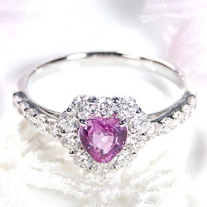 pt900 ハートシェイプ ピンクサファイア ダイヤモンド リング ジュエリー 指輪 プラチナ ハート 9月誕生石 ダイヤモンドリング