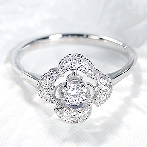 pt900 フラワーモチーフ ダイヤモンド リング ジュエリー SIクラス 指輪 プラチナ 花 フラワー 4月誕生石 ダイヤモンドリング