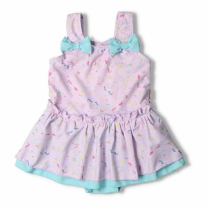 水着 ワンピースタイプ パープル×ユニコーン柄 紫外線カット UV CUT KidsForet　女の子 夏休み 海 プール 日焼け