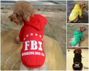 FBIロゴ Hoodie パーカー トレーナー 犬服 ドッグウェア 4Color