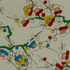 正絹生地 正絹の布柄物　白地 梅