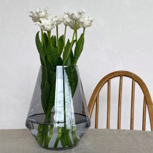  ビッグベース クリスタル グレー  _PP02 HS3080  花器 陶器 花瓶 フラワーベース 北欧 植物 観葉植物 おしゃれ シンプル ナチュラル 北