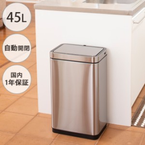 EKO JAPAN イーケーオージャパン デラックスミラージュ センサービン 45L  ゴミ箱 おしゃれ 自動開閉 横型 45リットル 充電式 ステンレス