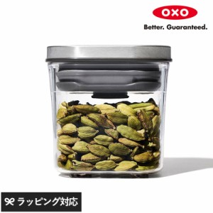 OXO オクソー ステンレスポップコンテナ ミニスクエア ミニ 0.2L 保存容器キャニスター/密閉/透明/おしゃれ/クリアー/かわいい/スクエア/