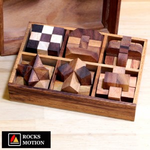 Rocks Motion Wood Puzzle 木製 立体 脳トレ パズル 6個 セット ケース入り 【送料無料】