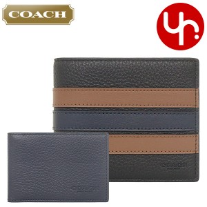 コーチ COACH 二つ折り財布 F03007 3007 ブラックサドル×ミッドナイト アウトレット メンズ プレゼント ギフト 人気 ブランド おすすめ 