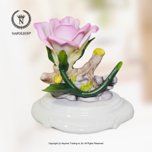 【ナポレオン社】イタリア製 陶花　ピンクのバラ　置物　花 送料無料 敬老の日 母の日 ギフト