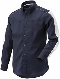 MIZUNOミズノ ワークウェア 半袖 布帛シャツ 前開きワークシャツ ユニセックス 作業服 f2jc1181 (14)ネイビー×ホワイト Lサイズ