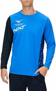 [ミズノ] トレーニングウェア N-XT 長袖 Tシャツ UPF15 スリムシルエット 32JA2740 ピースブルー×ブラック Sサイズ