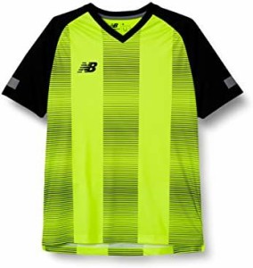 [ニューバランス] 半袖Tシャツ(サッカー/フットボール) STRIPED ゲームショートスリーブシャツ ブラック/ハイライト(BHL) Lサイズ