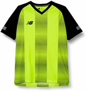 [ニューバランス] 半袖Tシャツ(サッカー/フットボール) STRIPED ゲームショートスリーブシャツ ブラック/ハイライト(BHL) XLサイズ