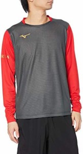 [ミズノ] サッカーウェア ブレスサーモシャツ モレリア P2MA0501 キャスチャコール×チャイニーズレッド Lサイズ